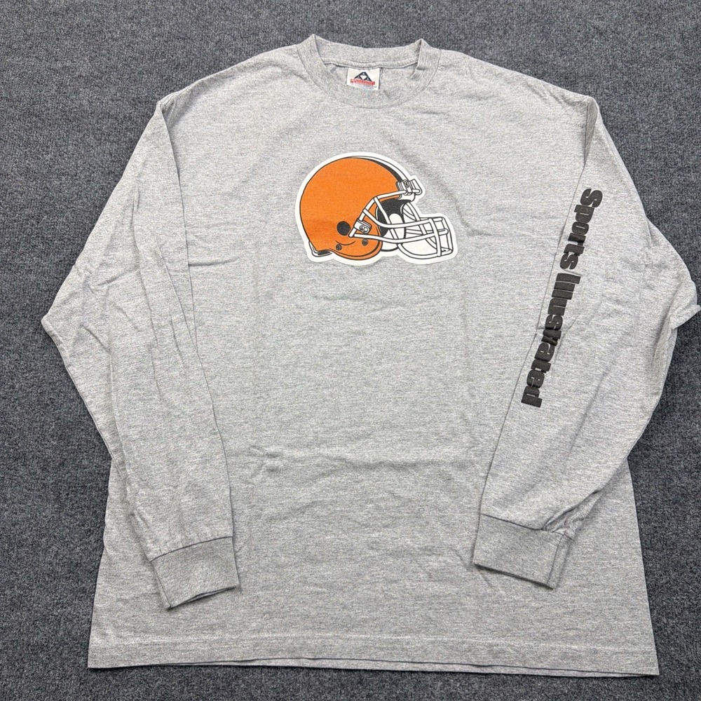 Vintage Mens‎ XL Gray Made In USA Sports Illustrated Promo Football Shirt Browns